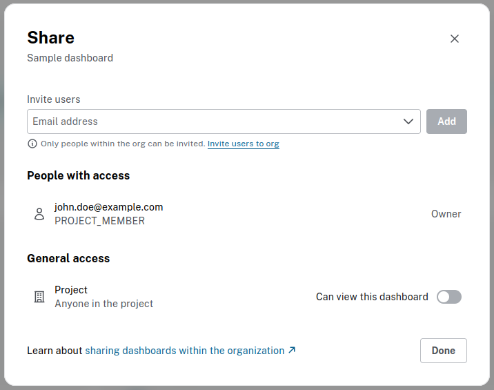 sharing dialog