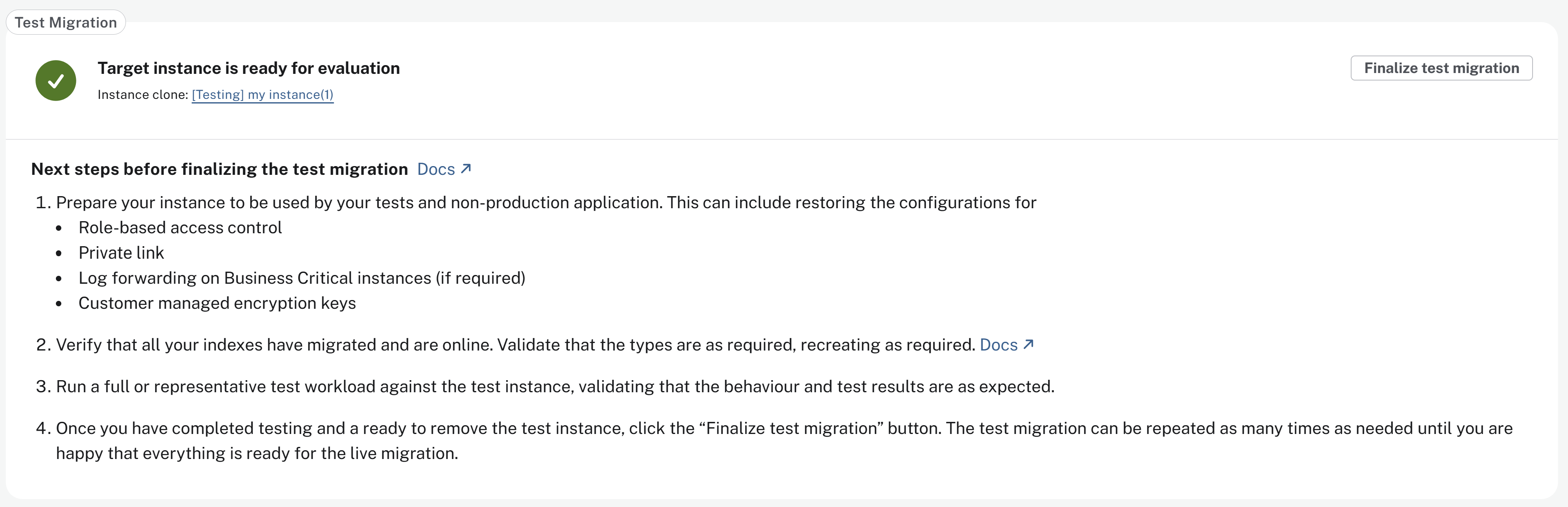 mrr test instance ready